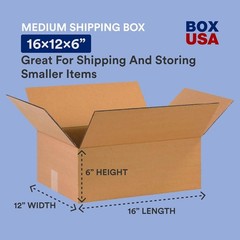 Bulk 25 Flat 16″ x 12″ x 6″ Corrugated Boxes – Ideal for All Your Packing Needs