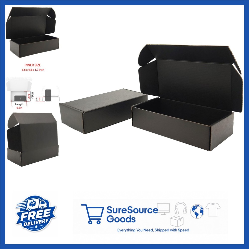 Black Corrugated Mailer Boxes 7x5x2 inches Pack of 25 for Shipping Packaging