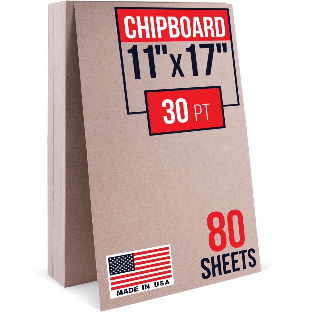 11″ x 17″ Brown Kraft Plain Chipboard Sheets, 30 Pt Thick – Made in USA Du