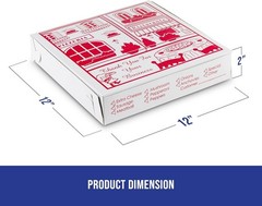 White-Red Pizza Box 12″ x 12″ x 2″ – Extra Thin Pizza Boxes with Design Pack …