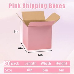6x6x6 Inches Small Shipping Boxes 30 Pack Pink Mailer Boxes Corrugated Cardbo…