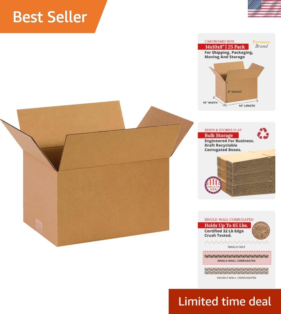 Brand New 14x10x8 Corrugated Cardboard Boxes Pack of 25