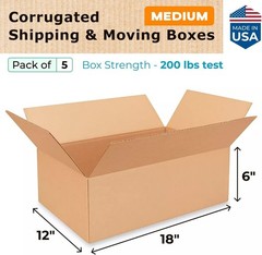 Brand New Shipping Boxes – Pack of 5 – Medium Kraft Corrugated