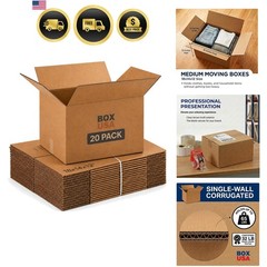 Moving Boxes Medium 18″L x 14″W x 12″H 20-Pack – Corrugated Cardboard Box for…