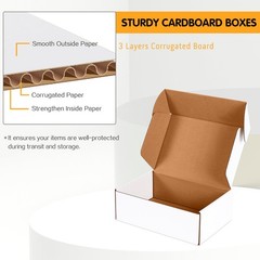9x6x3 inch Small Shipping Boxes Set of 25, White Corrugated Cardboard Box Lit…