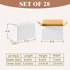 6X4X3 Inches Shipping Boxes Set of 28, White Corrugated Cardboard Box Literature