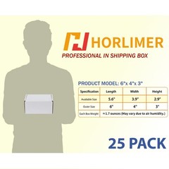 HORLIMER 6x4x3 inches Shipping Boxes Set of 25, White Corrugated Cardboard Bo…