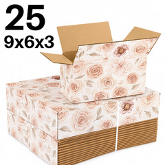 25 Boho Floral Shipping Boxes 9x6x3 | Decorative Recycled Packaging