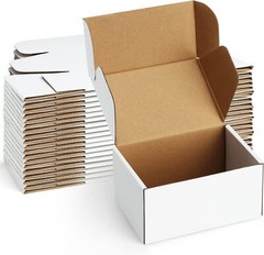 Poever Shipping Boxes 6X4X3 Inches Small Mailing Boxes 25 Pack White Cardboard