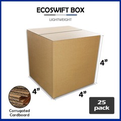 25 4x4x4 “EcoSwift” Brand Cardboard Box Packing Mailing Shipping Corrugated