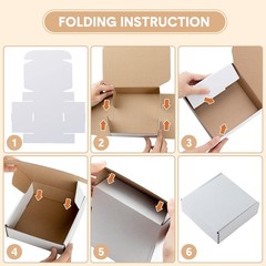 100 Pack 6x6x2in Corrugated Shipping Boxes White Cardboard Mailer Gift Boxes