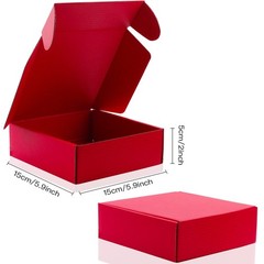 15 PCS Red Corrugated Cardboard Boxes Small Mailing Storage Gift 6x6x2 Inch