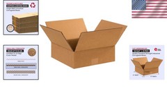 Brand New 12x12x4 Corrugated Cardboard Boxes, Kraft, Flat
