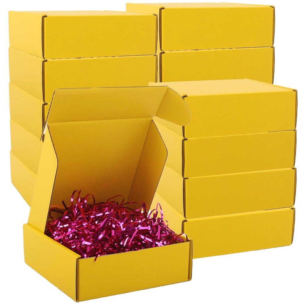 15 PCS Yellow 6x6x2 Inch Small Corrugated Cardboard Shipping Mailing Box
