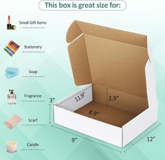 White Corrugated Shipping Boxes 12x9x3in 20 Pack Ideal for Small Business