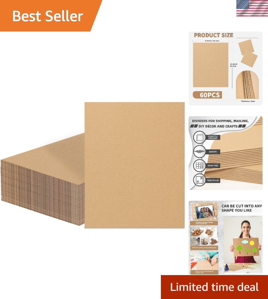 60 Pack 12×16 Inch Corrugated Cardboard Sheets 2mm Thick Flat Card Boards Ins…