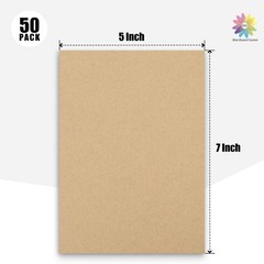 Mat Board Center, 50 Corrugated Cardboard Sheets 5×7 Inches Flat Card Board Inse