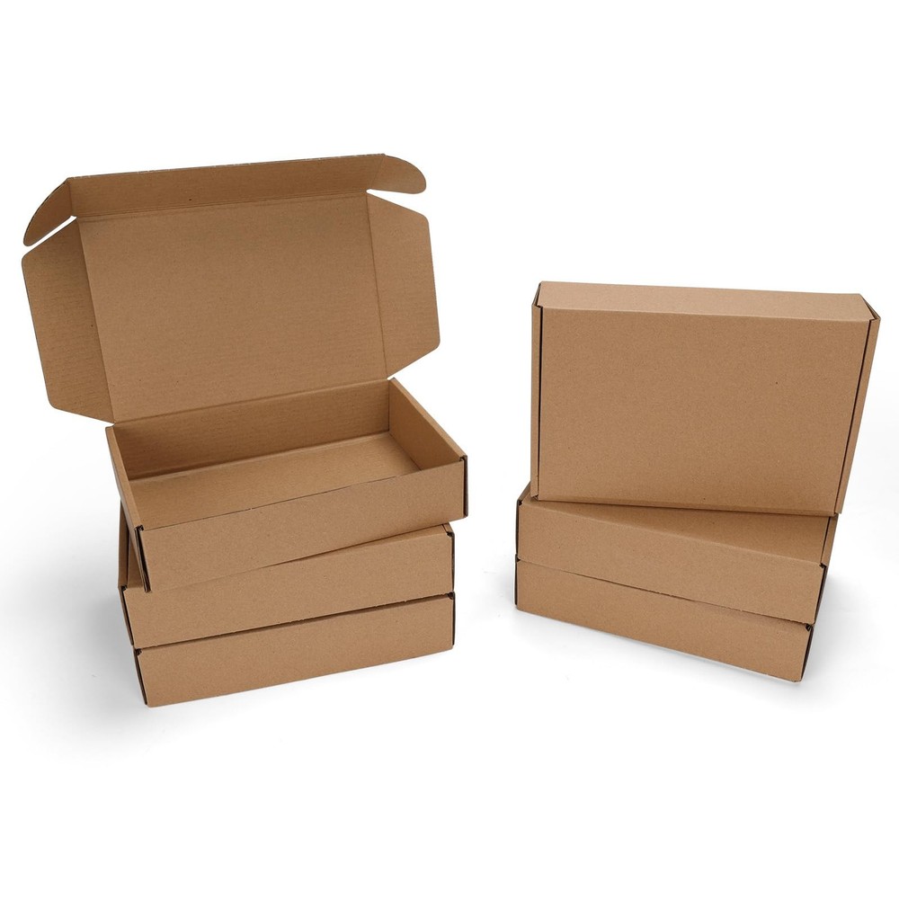 9x6x2 inch Shipping Boxes 6 Pack Brown Tab Lock Tuck Top Mailer Boxes for Pac