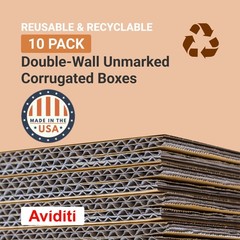 AVIDITI Shipping Double Wall Boxes Large, 24L x 18W x 12H 10-Pack | Double Corru
