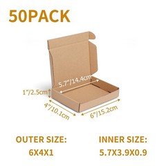 PHAREGE 6x4x1 inch Shipping Boxes Bulk 50 Pack Brown, Tab Lock Tuck Top Mailer