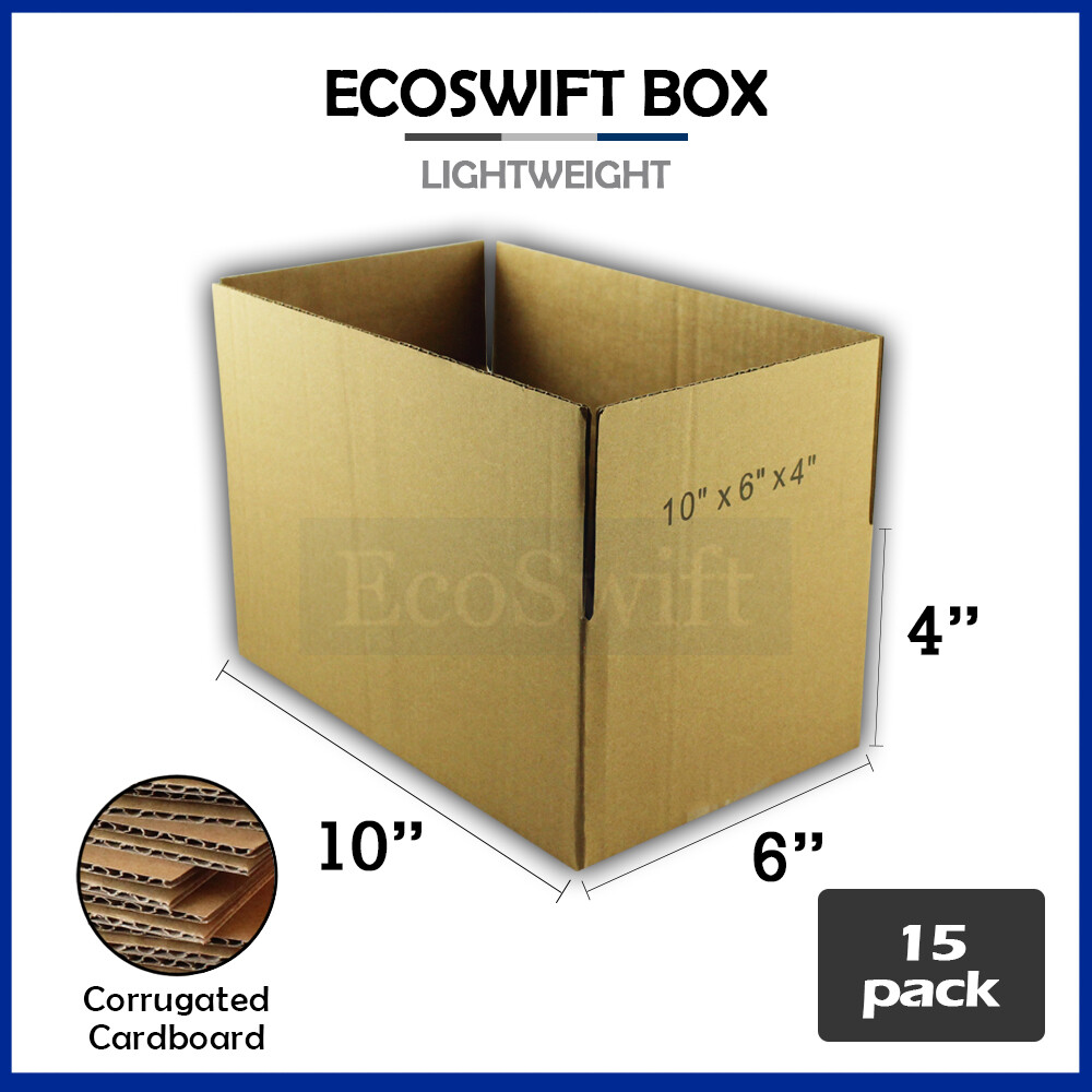 15 10x6x4 EcoSwift Cardboard Packing Moving Shipping Boxes Corrugated Box Carton