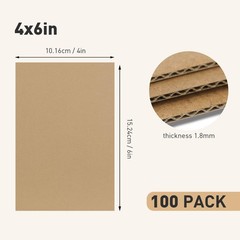 100 Pack 4×6 Inch Corrugated Cardboard Sheets Kraft Cardboard Backing Inserts