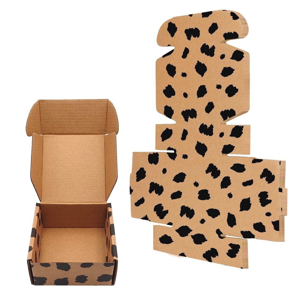 25 Pack Leopard Small Shipping Boxes, 4 x 4 x 2 inches Recyclable Corrugated …