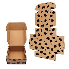 25 Pack Leopard Small Shipping Boxes, 4 x 4 x 2 inches Recyclable Corrugated …