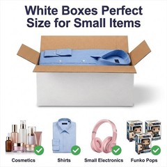 25 Pack 10x6x4 Shipping Boxes – White Corrugated Cardboard for Mailing, Storage