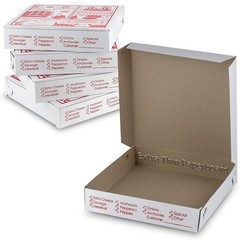 White-Red Pizza Box 12″ x 12″ x 2″ – Extra Thin Pizza Boxes with Design Pack …