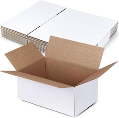12 Count White Corrugated Shipping Boxes 9x6x4 – Durable & Lightweight