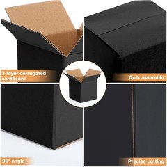 72 cajas de envío de cartón corrugado pequeñas para embalaje (4x4x4”, negro)