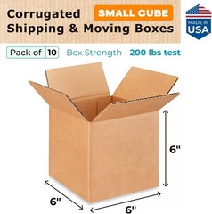 Small Cube Moving & Shipping Boxes 6x6x6 inches (10-Pack) – Extra Strength 20…