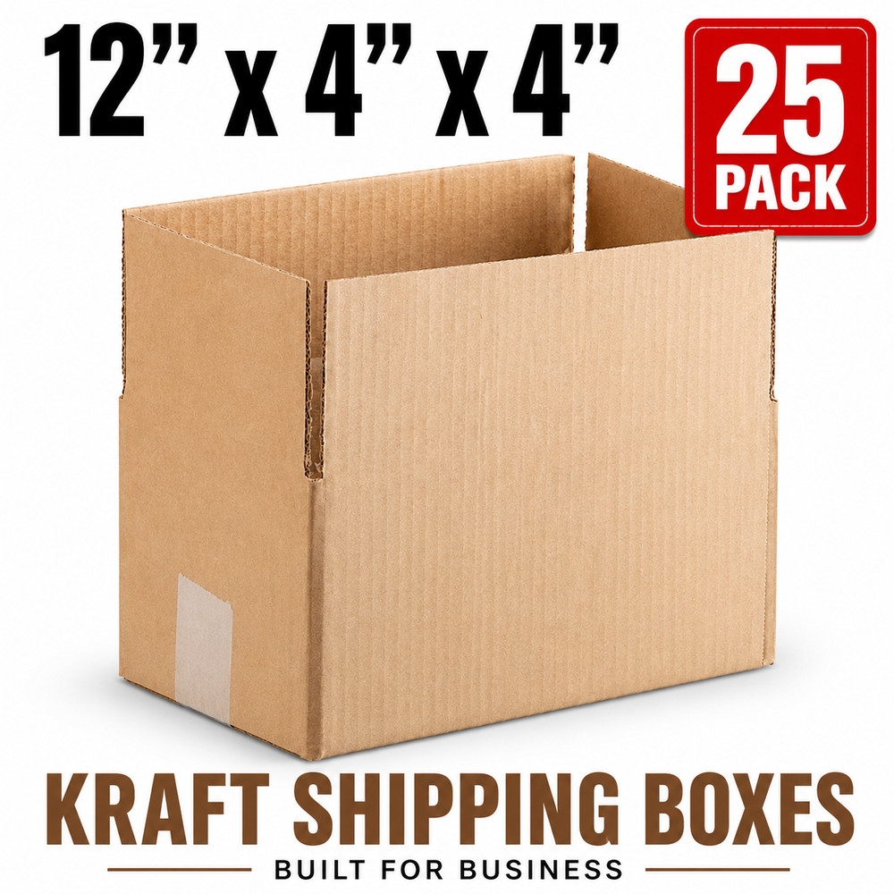 25 12x4x4 Cardboard Shipping Boxes Cartons Packing Moving Mailing Box