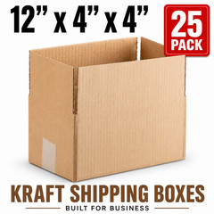 25 12x4x4 Cardboard Shipping Boxes Cartons Packing Moving Mailing Box