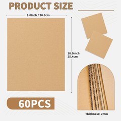 60 Pack 12×16 Inch Corrugated Cardboard Sheets 2mm Thick Flat Card Boards Ins…