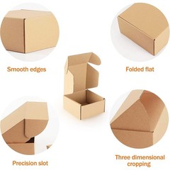 Brown Cardboard Shipping Boxes 4x4x2 Inch 50 Pack Tuck Top for Small Business