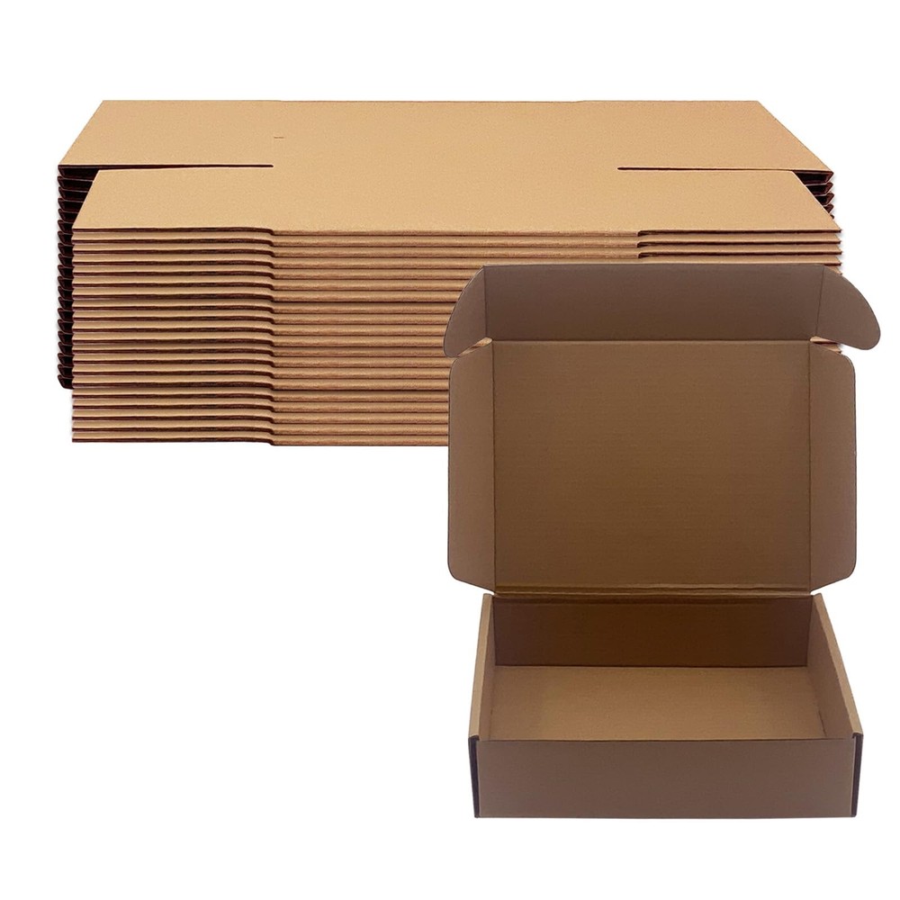 25 Pack of 8x6x2 Inch Corrugated Shipping Boxes for Small Business Mailing