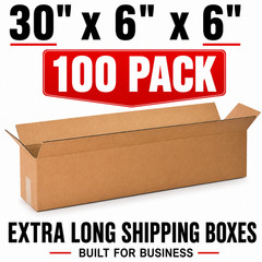 100 Boxes 30x6x6″ Long Corrugated Shipping Boxes ECT-32 Kraft Packing Cartons