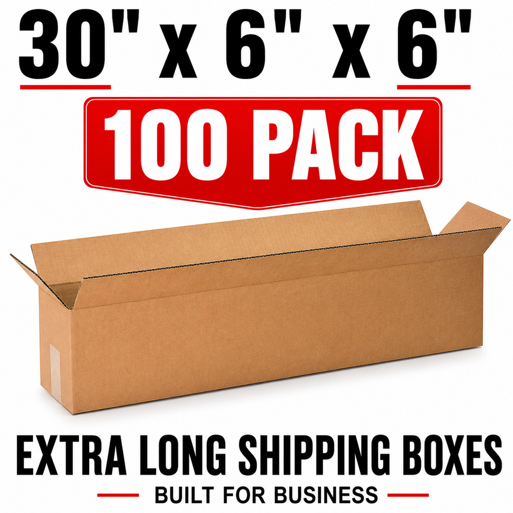 100 Pack 30x6x6 Corrugated Shipping Boxes Kraft Cardboard Mailer Packing Boxes