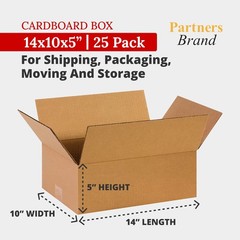 Partners Brand 14x10x5 Corrugated Cardboard Boxes, 14″L x 10″W x 5″H, Pack of…
