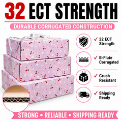 12x10x4 Cherry Print Shipping Boxes 32 ECT B-Flute Gift Mailer Boxes