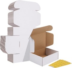 Recyclable 8x6x3 Shipping Box Set of 25 – Convenient Mailers with Stickers