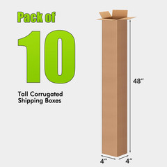10 Pcs 4X4X48 Inch Tall Corrugated Cardboard Boxes, 4″L X 4″W X 48″H Golf Club S