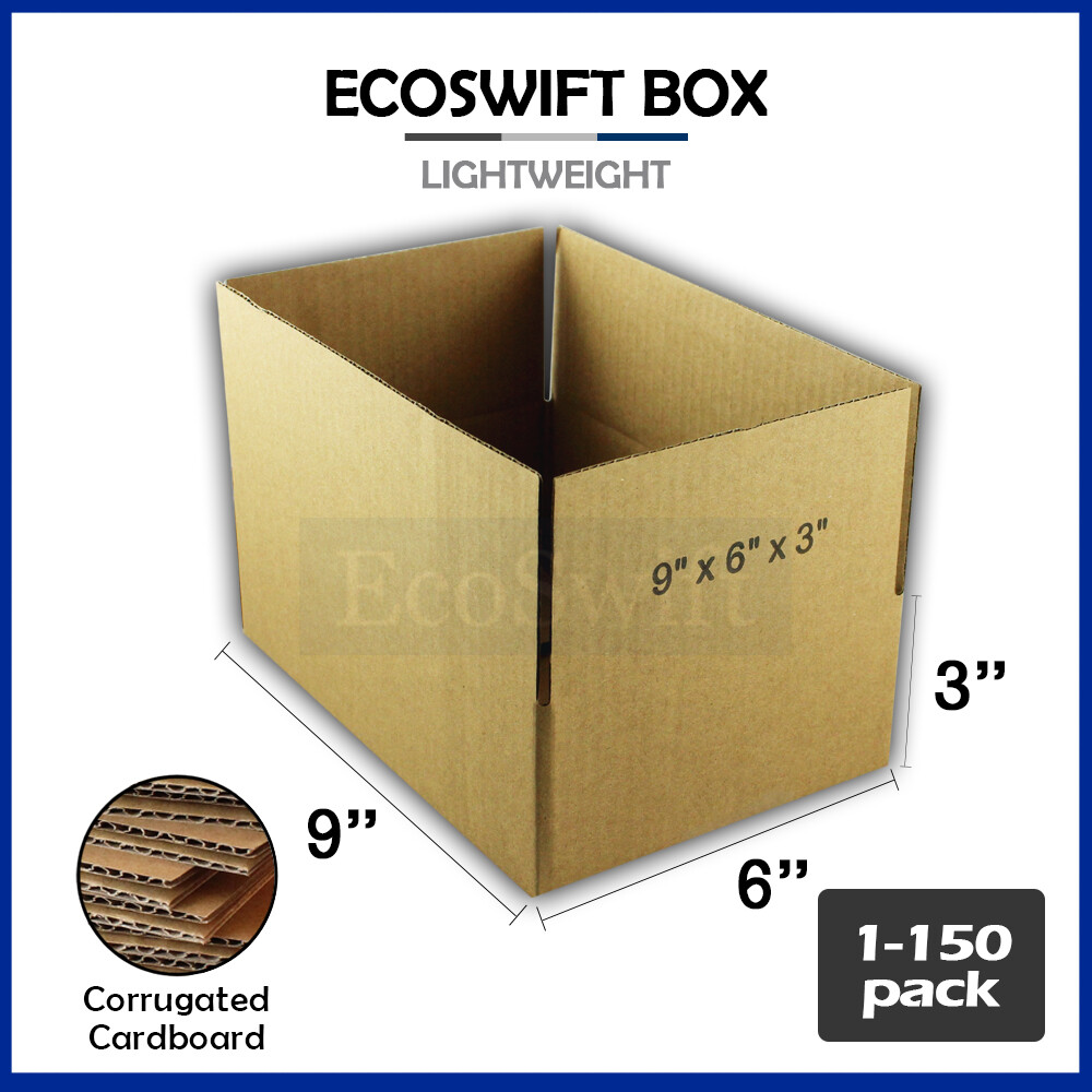1-150 9x6x3 “EcoSwift” Cardboard Packing Mailing Shipping Corrugated Box Cartons