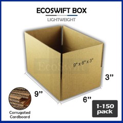 1-150 9x6x3 “EcoSwift” Cardboard Packing Mailing Shipping Corrugated Box Cartons