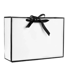 1-50pcs Gift Packaging White Paper Box Black Border Shopping Bags Portable Totes