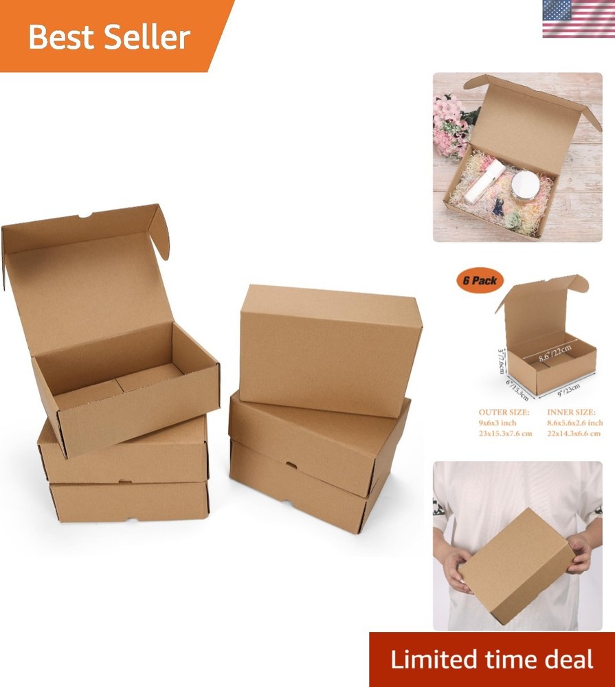 Kraft Corrugated 9x6x3 Packaging Boxes – Perfect for Small Business & Gifts