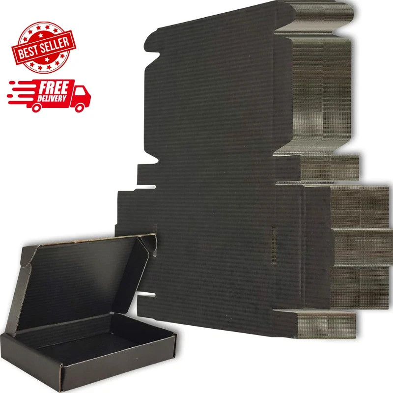 6x4x1 inches Small Shipping Boxes Set of 50 – Black Mailer Corrugated Cardboa…