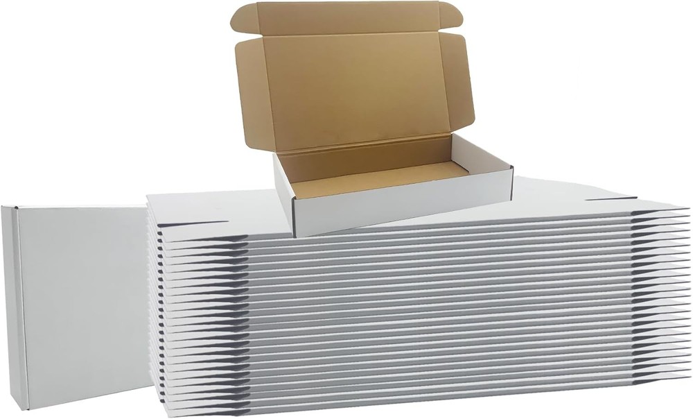 12x7x2 inches Shipping Boxes Set of 25, White Cardboard Box Kraft Corrugated …